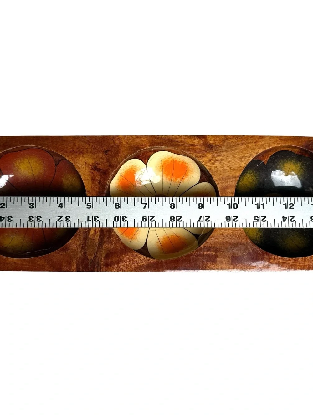 Hippie Jewelry Catch All Bowls 3 In 1 Wood Puerto Vallerta Mexico Floral Cottage